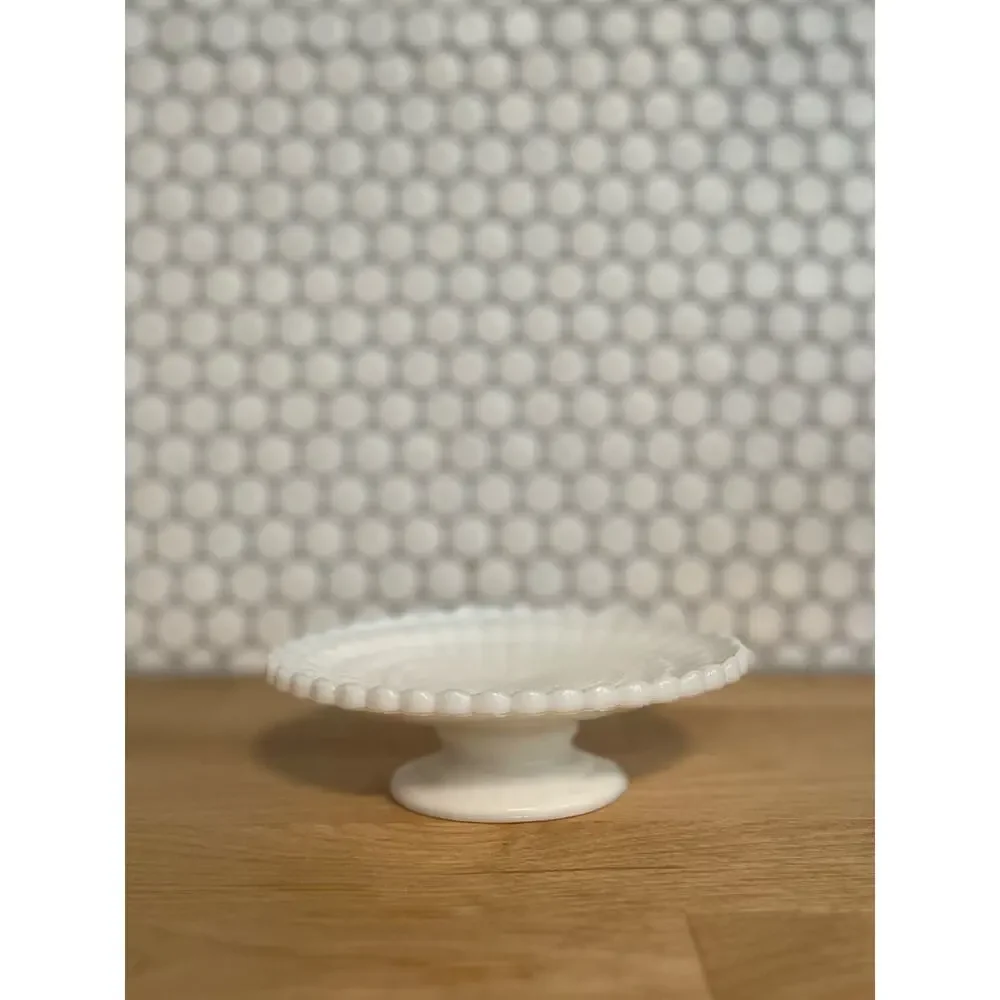 Vintage Owl Pedastal Soap Dish White Hobnail Glass Oval Decorative Whimsical